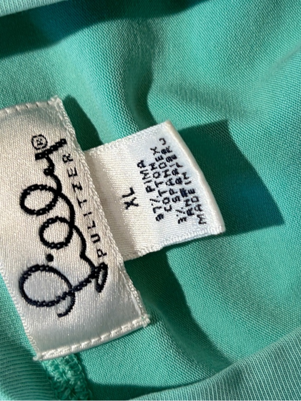 Lilly Pulitzer Teal Short Sleeve Tee with Pink Palm Embroidery - Picture 3 of 3
